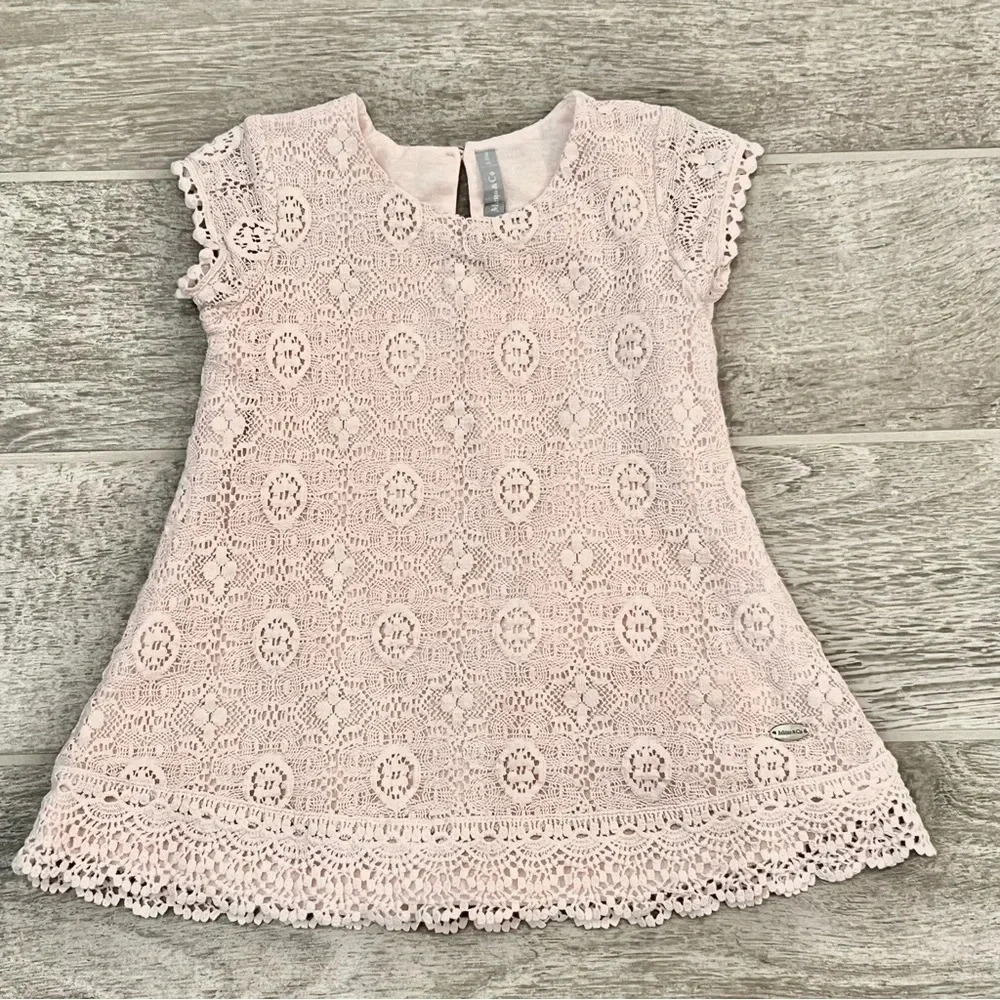 Mimo & Co Baby Girl Lace Dress Size 24 Months Blush Pale Pink